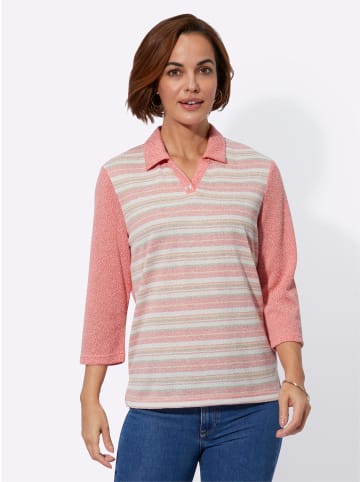 WITT WEIDEN Poloshirt in flamingo-lindgrün-geringelt