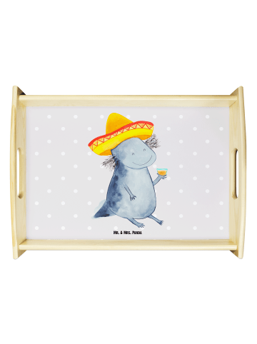 Mr. & Mrs. Panda Frühstückstablett Axolotl Tequila ohne Spruch in Grau Pastell