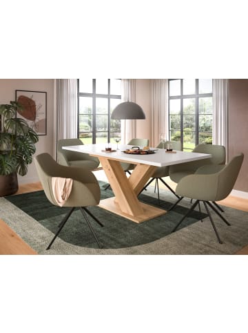 xonox.home Esstisch (B/H/T): 150-190x76x90 in eichefarben und weiß mit  X-Gestell