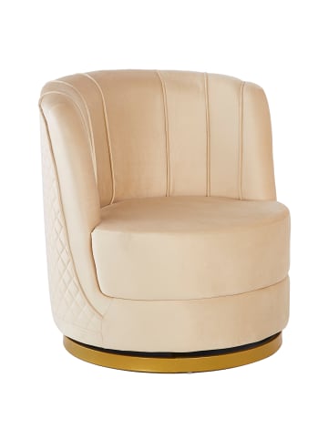 SalesFever Drehsessel mit 360°-Drehfunktion goldfarbener Sockel und Samtbezug in Beige