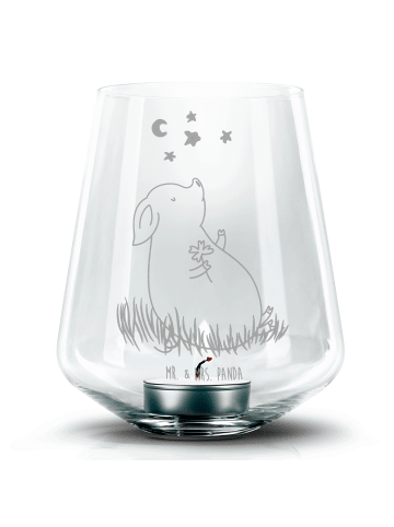 Mr. & Mrs. Panda Glas Windlicht Schwein Glück ohne Spruch in Transparent