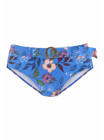 S. Oliver Highwaist-Bikini-Hose in blau-bedruckt