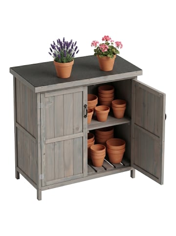 relaxdays Gartenschrank in Grau - (B)75 x (H)88 x (T)44 cm