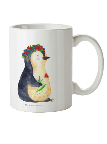 Mr. & Mrs. Panda Kindertasse Pinguin Blumen ohne Spruch in Weiß