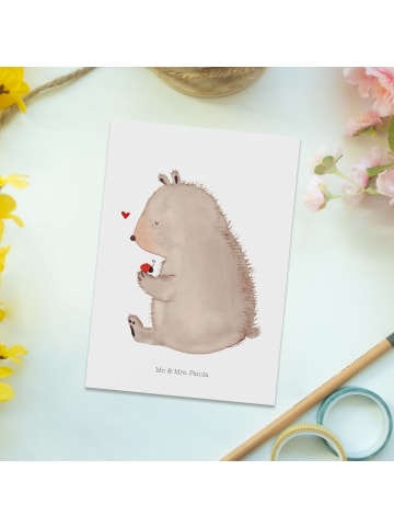 Mr. & Mrs. Panda Ansichtskarte Bär Marienkäfer ohne Spruch in Weiß