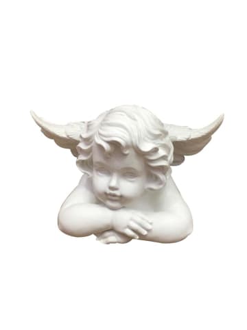 MARELIDA Engel liegend Gartenfigur Grabschmuck H: 17cm in weiß
