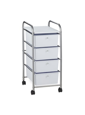 relaxdays Badrollwagen "4 Schubladen" in Silber - (B)33 x (H)74 x (T)39 cm