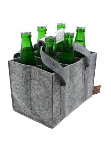 UNUS Flaschenträger Flaschenhalter 6er Filz in Grau