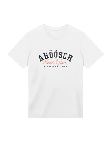 F4NT4STIC T-Shirt Knut & Jan Hamburg Ahöösch Plattdeutsch in weiß