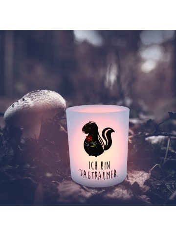 Mr. & Mrs. Panda Windlicht Stinktier Blume mit Spruch in Transparent