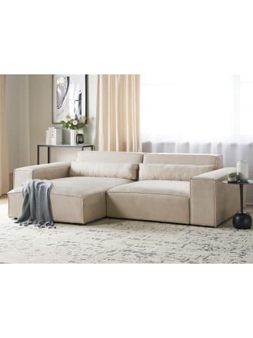 Beliani Ecksofa HELLNAR in Beige - (W) 262 x (H) 70 x (L) 176 cm rechtsseitig
