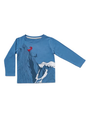 Nyani Jungen Langarmshirt "NORDWAND" mit Bergsteiger-Print/Stickerei in Blau