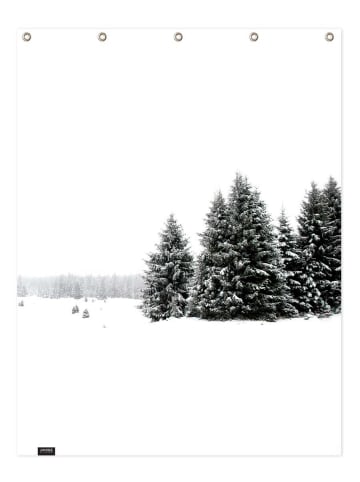 Juniqe Duschvorhang "White White Winter 2/2" in Grau & Schwarz