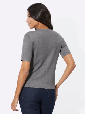 Sieh an! Kurzarmpullover in grau-meliert