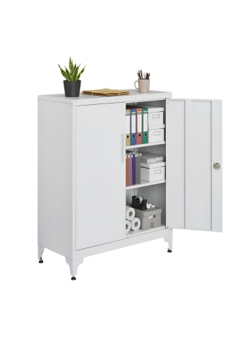 SONGMICS Aktenschrank Berend in Hellgrau - (B)80 x (H)90 x (T)40 cm
