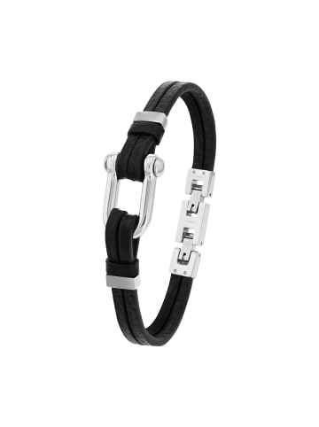 S. Oliver Jewel Armband Edelstahl, Leder in Schwarz