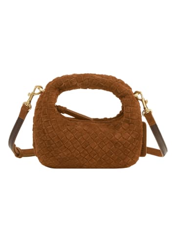 Les Visionnaires Greta Micro weave Handtasche Leder 20 cm in cognac