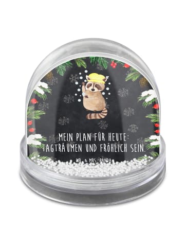 Mr. & Mrs. Panda Weihnachts Schneekugel Waschbär mit Spruch in Kreidetafel