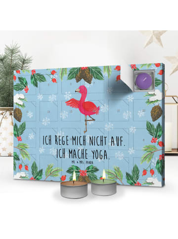 Mr. & Mrs. Panda Kerzen Adventskalender Flamingo Yoga mit Spruch in Eisblau