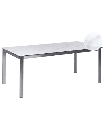 Beliani Gartentisch COSOLETO in Weiß/Silber - (W) 90 x (H) 75 x (L) 180 cm