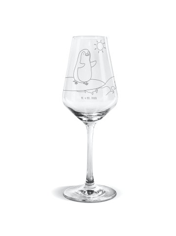 Mr. & Mrs. Panda Weißwein Glas Pinguin Surfer ohne Spruch in Transparent