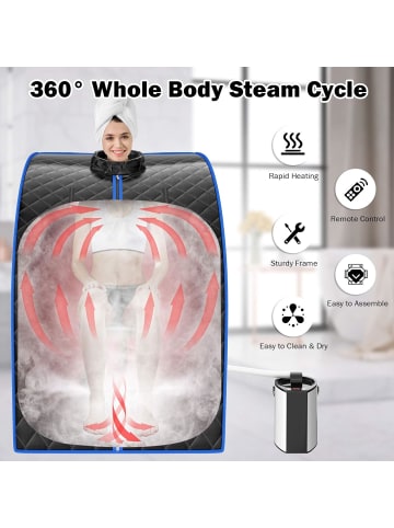 COSTWAY 3L Mini Dampfsauna mit Fernbedienung in Schwarz