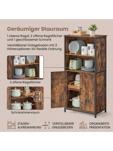 VASAGLE Bücherregal Barnet in Braun-Schwarz - (B)60 x (H)124.5 x (T)35 cm