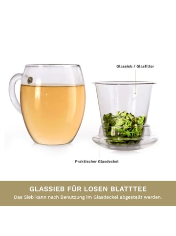 Creano Teeglas "all-in-one" mit Glasfilter - 400ml Glas