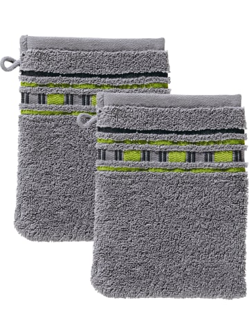 Erwin Müller Frottier Waschhandschuh 2er-Pack Achern in grau/grün