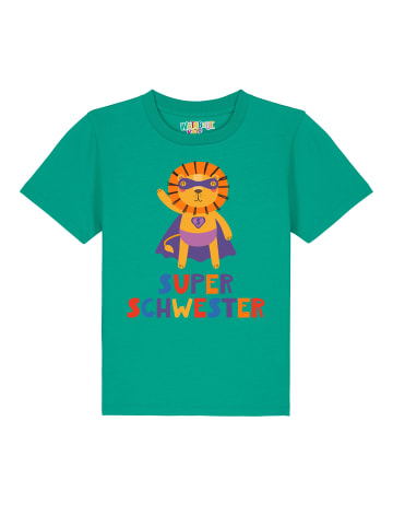 wat? Apparel T-Shirt Löwe Superschwester in Go Green