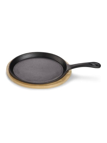 Echtwerk 2 tlg. Set Servierpfanne aus Gusseisen inklusive Servierbrett in Schwarz