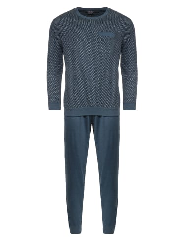 NORMANN Pyjama Schlafanzug Bündchen print in marine
