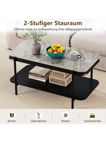 COSTWAY Couchtisch Marmor 90 x 50 x 45,5 cm in Grau