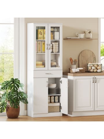 HOMCOM Küchenschrank-60L x 35B x 180H cm-Weiß