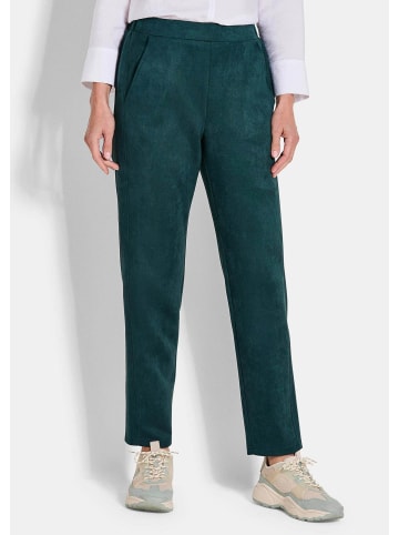 GOLDNER Kurzgröße:  Knöchellange Velourslederhose LOUISA in dunkelgrün