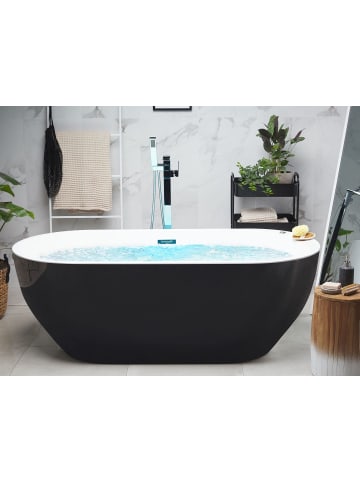 Beliani Freistehende Badewannen NEVIS in Schwarz/Silber - (W) 80 x (H) 59 x (L) 170 cm