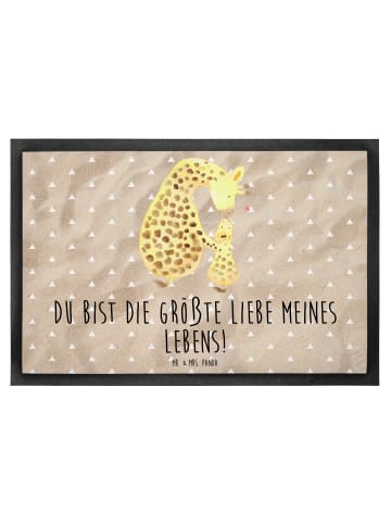 Mr. & Mrs. Panda Schmutzfangmatte Giraffe Kind mit Spruch in Sandig