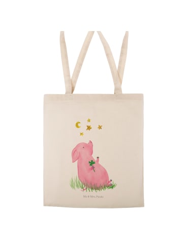 Mr. & Mrs. Panda Shopping Tasche Schwein Glück ohne Spruch in Creme