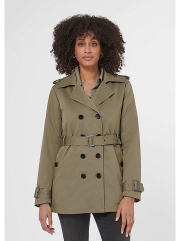 MADELEINE Zweireihige Trench-Jacke mit Steppfutter in steingrün