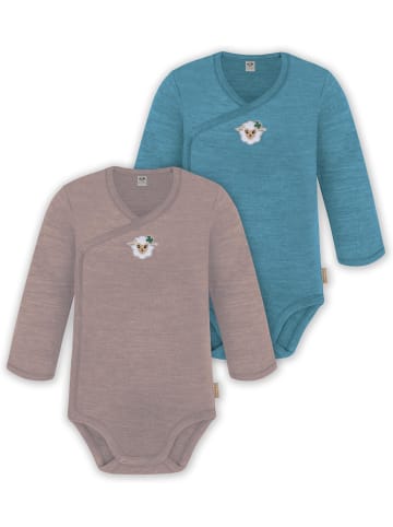 Normani Outdoor Sports 2er Set Unisex Baby Wickelbody Langarm-Strampler in Rosa/Blau