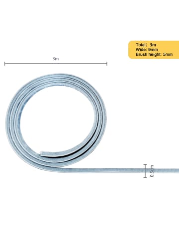 Intirilife Bürstendichtung 5 Meter Länge x Breite 9mm x Höhe 5mm in Grau