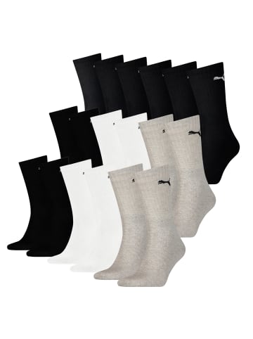 Puma Socken 18 Paar Puma Sport Cush Crew in schwarz - weiß - grau