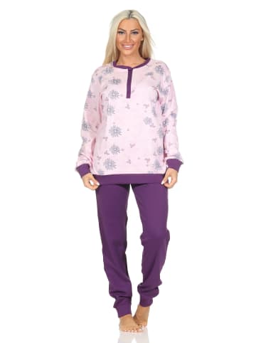 NORMANN Langarm Kuschel Interlock Schlafanzug Langarm Florale Optik - 87261 in rose