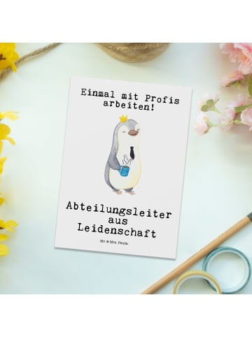 Mr. & Mrs. Panda Postkarte Abteilungsleiter Leidenschaft mit Spruch in Weiß
