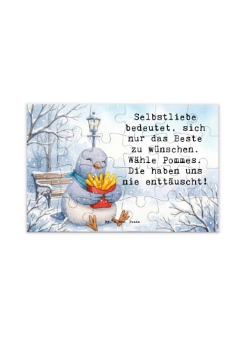 Mr. & Mrs. Panda Puzzle Taube Winter Pommes Design mit Spruch in Weiß