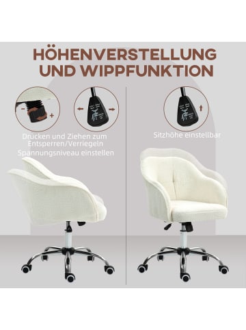 HOMCOM Bürostuhl-56L x 61B x 76-86H cm-Cremeweiß