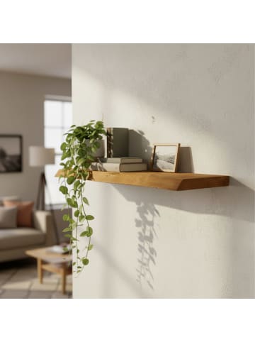 relaxdays Wandregal "Baumkante" in Natur - (B)60 x (H)3 x (T)22 cm