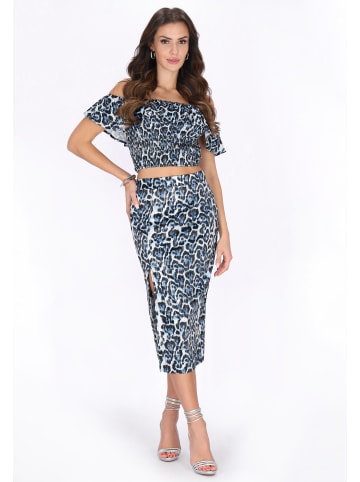 faina Women Skirt in blue multicolor leo