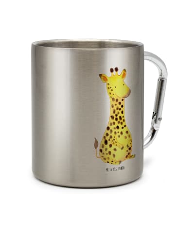 Mr. & Mrs. Panda Outdoor Kaffeebecher Giraffe Zufrieden ohne Spruch in Silber