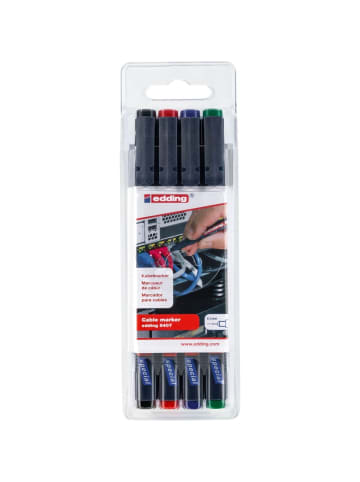 edding Kabelmarker edding 8407 0,3mm schwarz, rot, blau, grün Packung mit 4 S...